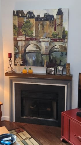 Customer photo review of Distressed 3" Thick Floating Shelves