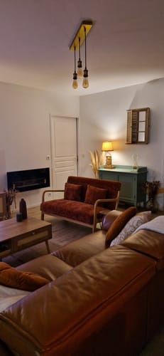 Customer photo review of OHAMA - Banquette scandinave 2 places en bois et tissu terracotta