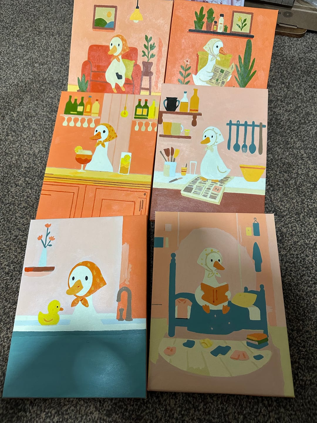 Customer photo review of 6 Mini Paintings - The White Goose Set