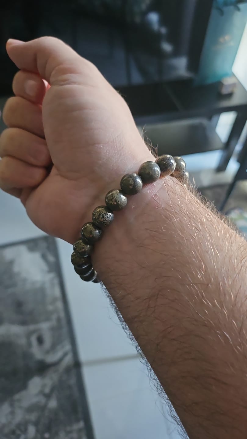 Customer photo review of Pyrite beaded bracelet