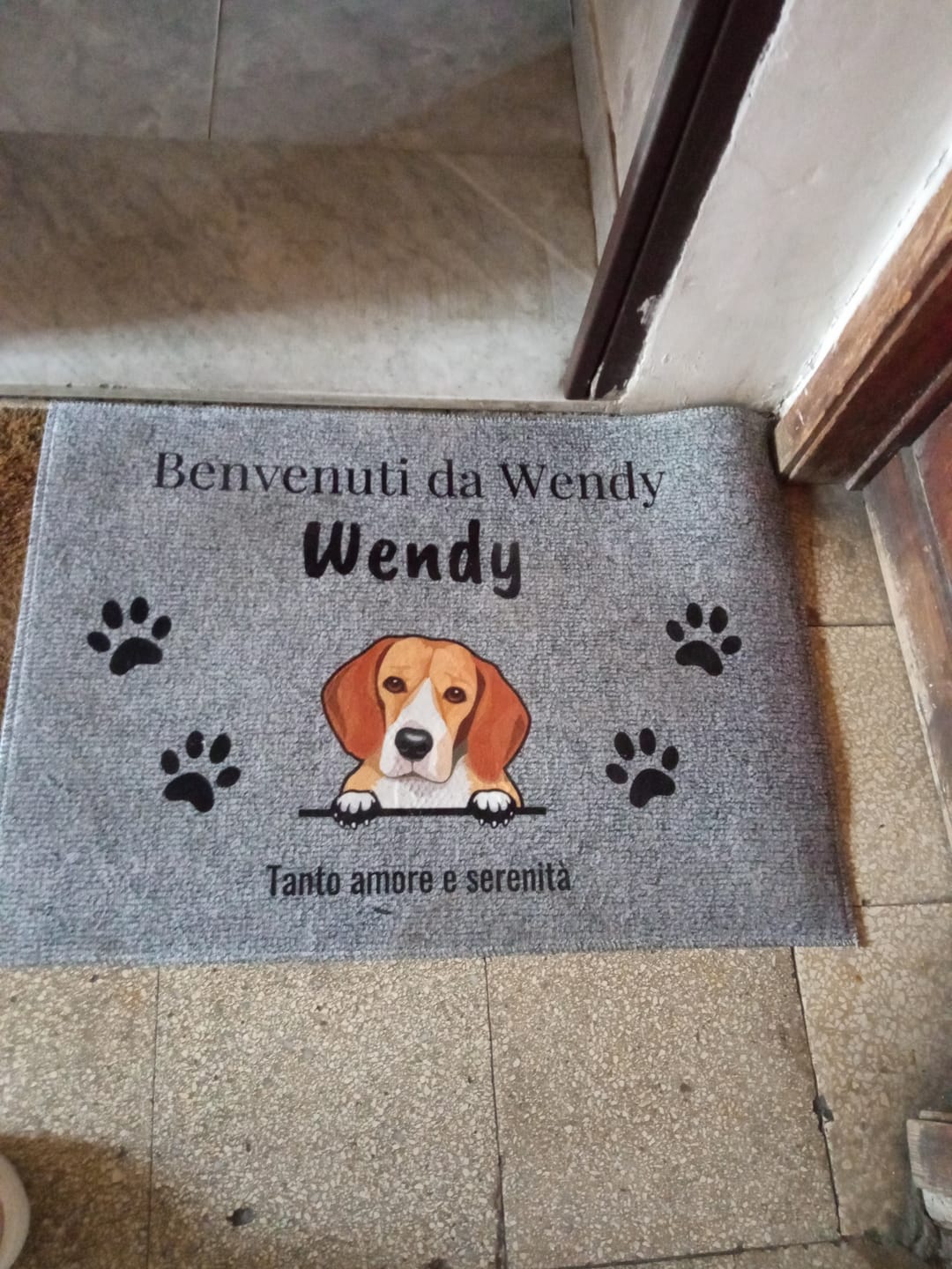 Customer photo review of Benvenuti da – Zerbino personalizzato
