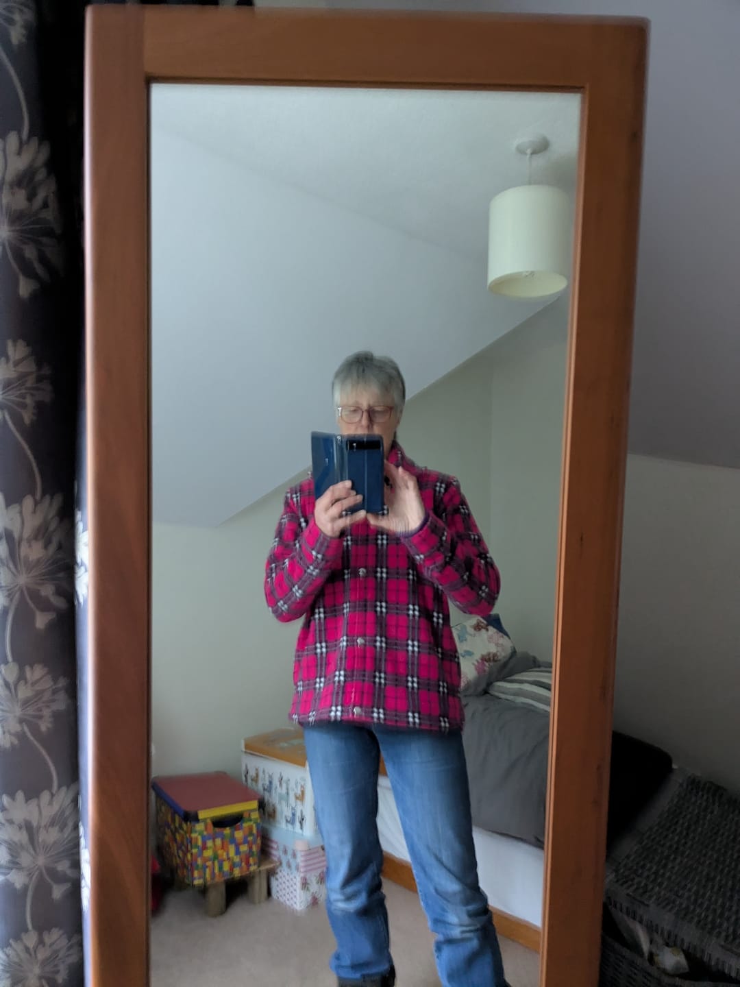 Customer photo review of Pink Checkered Anti Pill Polar Fleece Fabric
