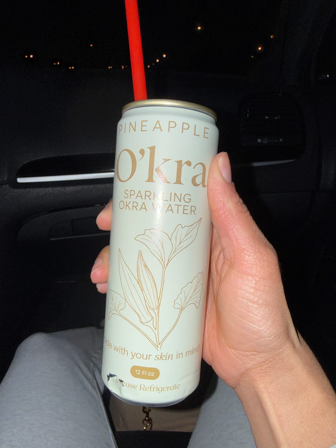 Customer photo review of O’kra – Sparkling Okra Water (Pineapple) | Hydration & Skin Health