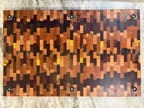 Customer photo review of Premium Cutting Board Feet - Brass/Stainless Steel