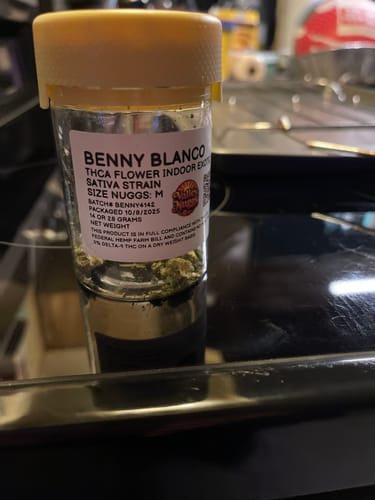 Customer photo review of Benny Blanco Hybrid THC Flower Exotic THCa 14g 28g 114g