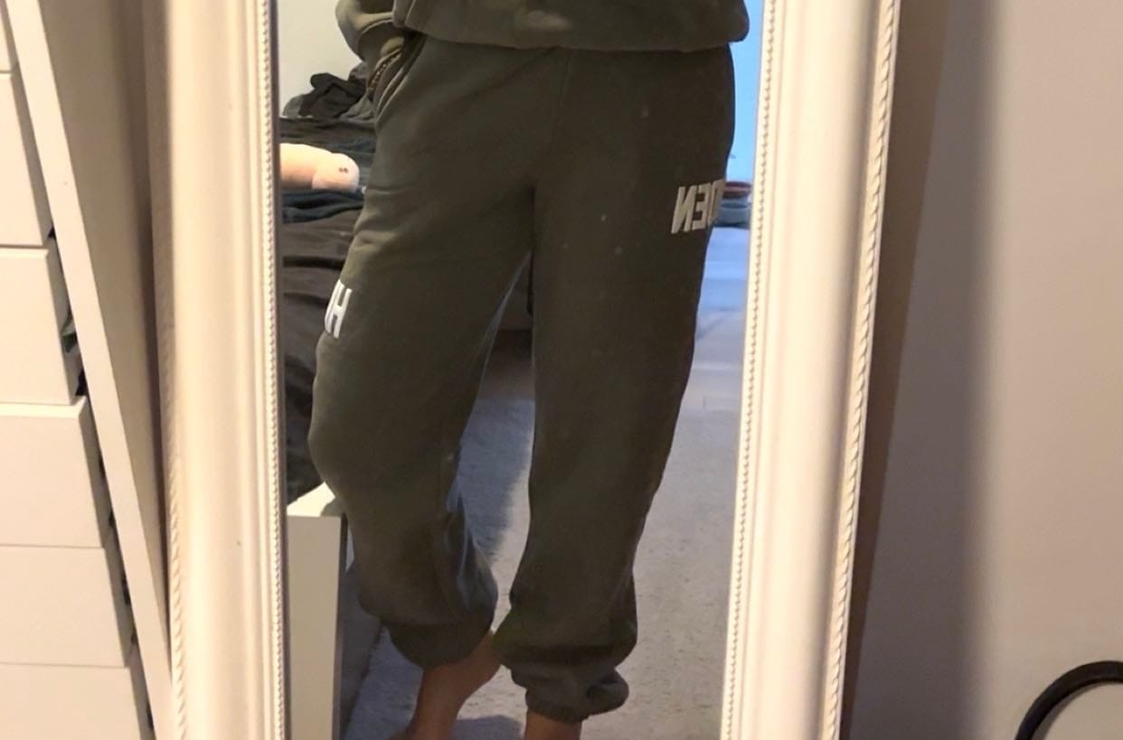 Customer photo review of GATED COMMUNITY CUFFED SWEATPANTS SAGE