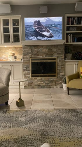 Customer photo review of Brookfield Deluxe – Magnetic Prefab Fireplace Glass Doors with Overlay Vent Cover Design