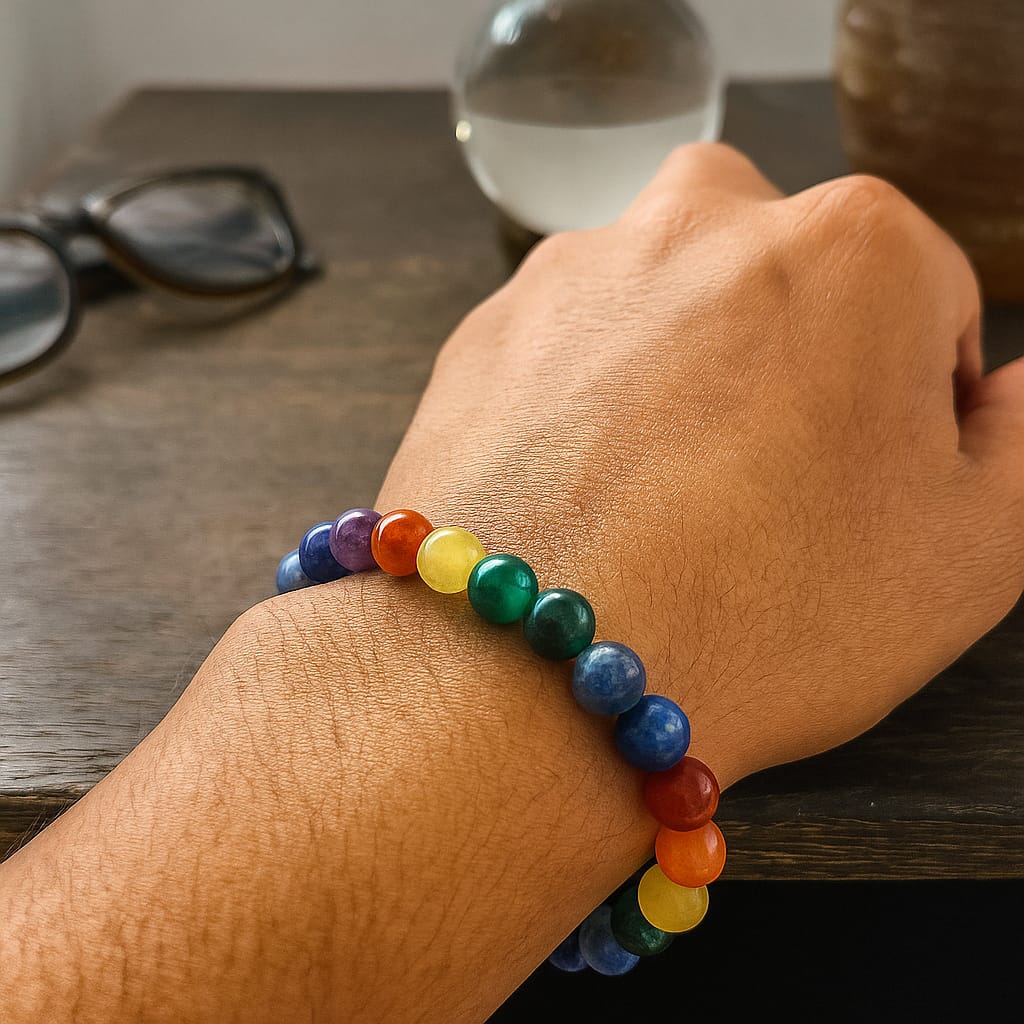 Customer photo review of Original 7 Chakra Gemstone Bracelet – Healing Energy & Spiritual Alignment