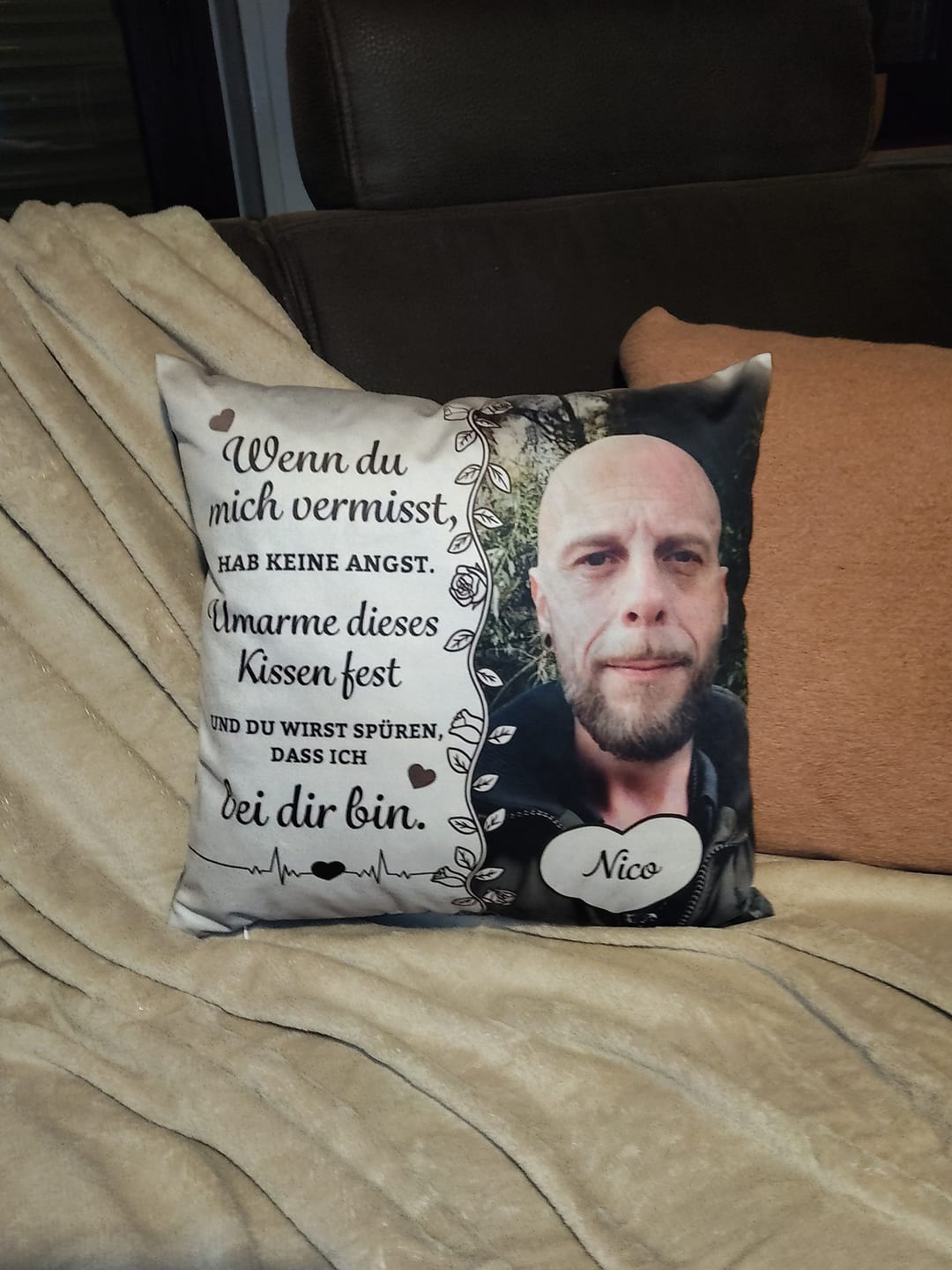 Customer photo review of Wenn du mich vermisst - Personalisiertes Kissen