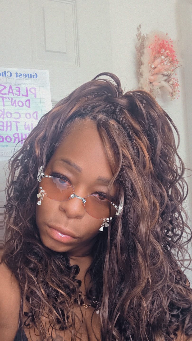 Customer photo review of #4 Medium Brown Body Wave Bulk Human Braiding Hair