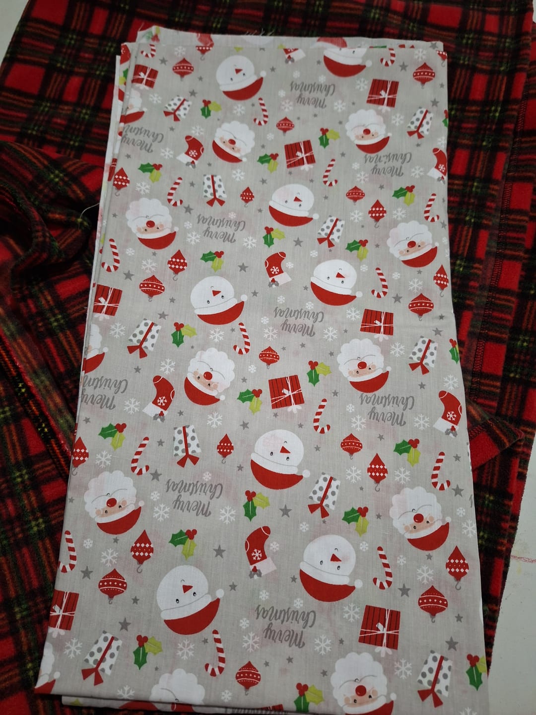 Customer photo review of Christmas Ornaments on Silver Polycotton Fabric