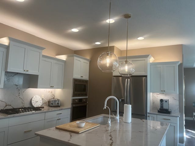 Customer photo review of Single-Light Sculptural Glass Globe Pendant