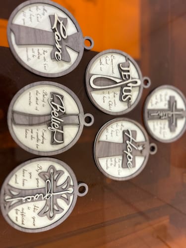 Customer photo review of Nativity cross round ornaments 6 bundle laser cut svg file
