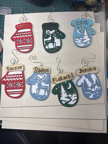 Customer photo review of Christmas mitten custom ornaments 6 bundle laser cut svg file