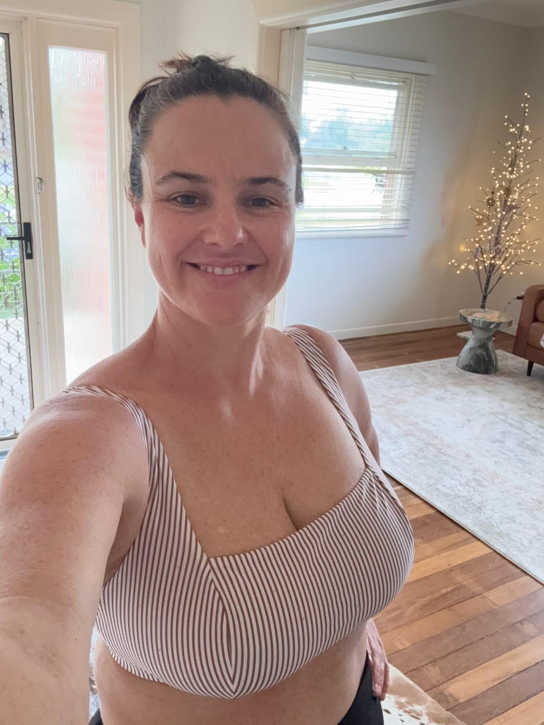 Customer photo review of PIPPA CROP - PECAN STRIPE