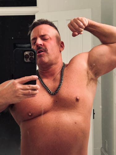 Customer photo review of Knights Templar Cuban Link Necklace: Helps Pair Veterans With A Service Dog Or Shelter Dog