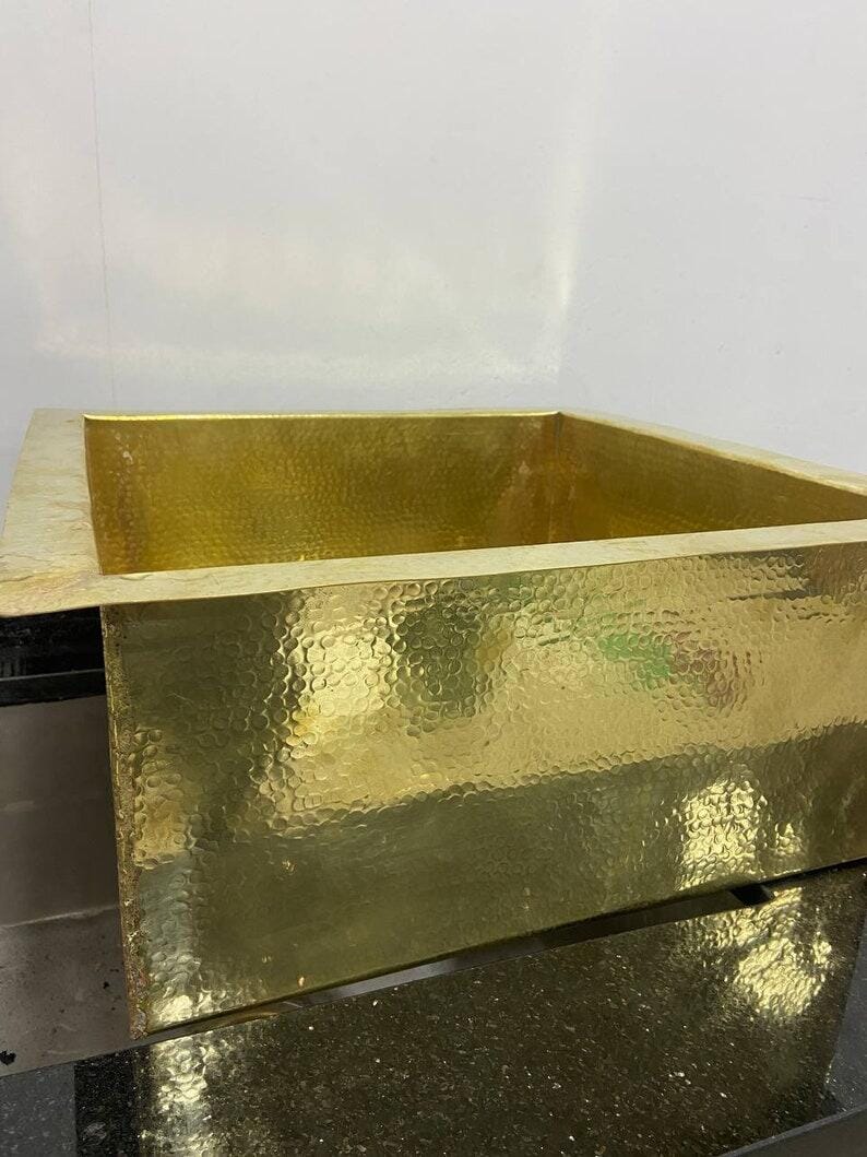 Customer photo review of Solid Unlacquered Brass Undermount Sink, 14 gauge Kitchen Bar Sink, Island Sink, Outdoor Sink