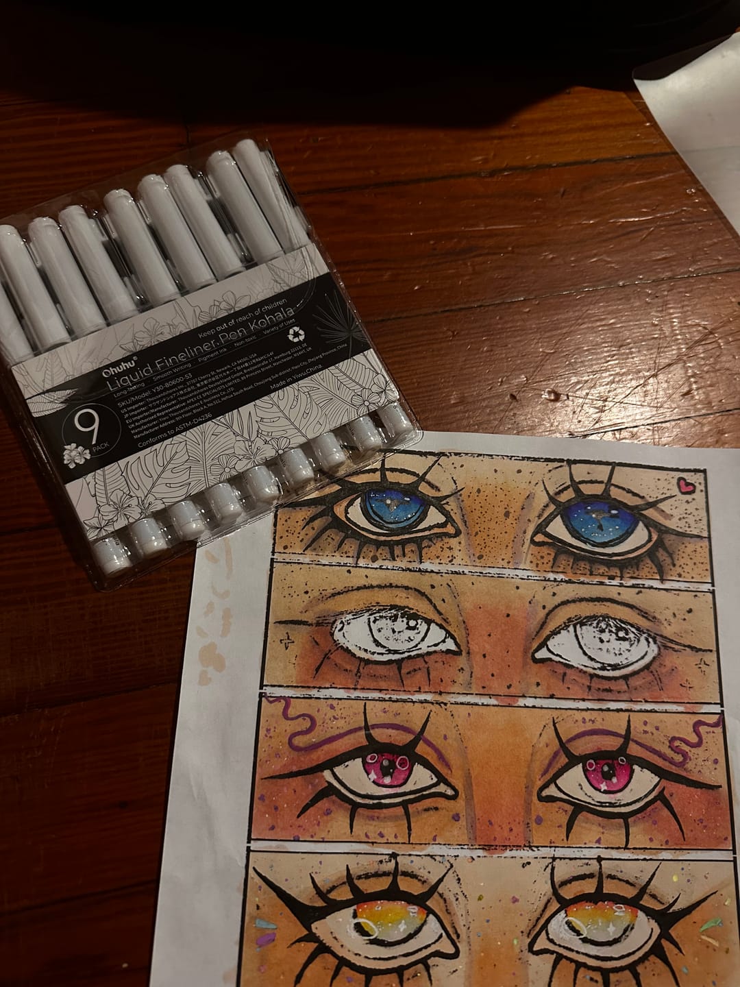Customer photo review of Ohuhu Kohala Liquid Fineliner Drawing Pens,9 Pack