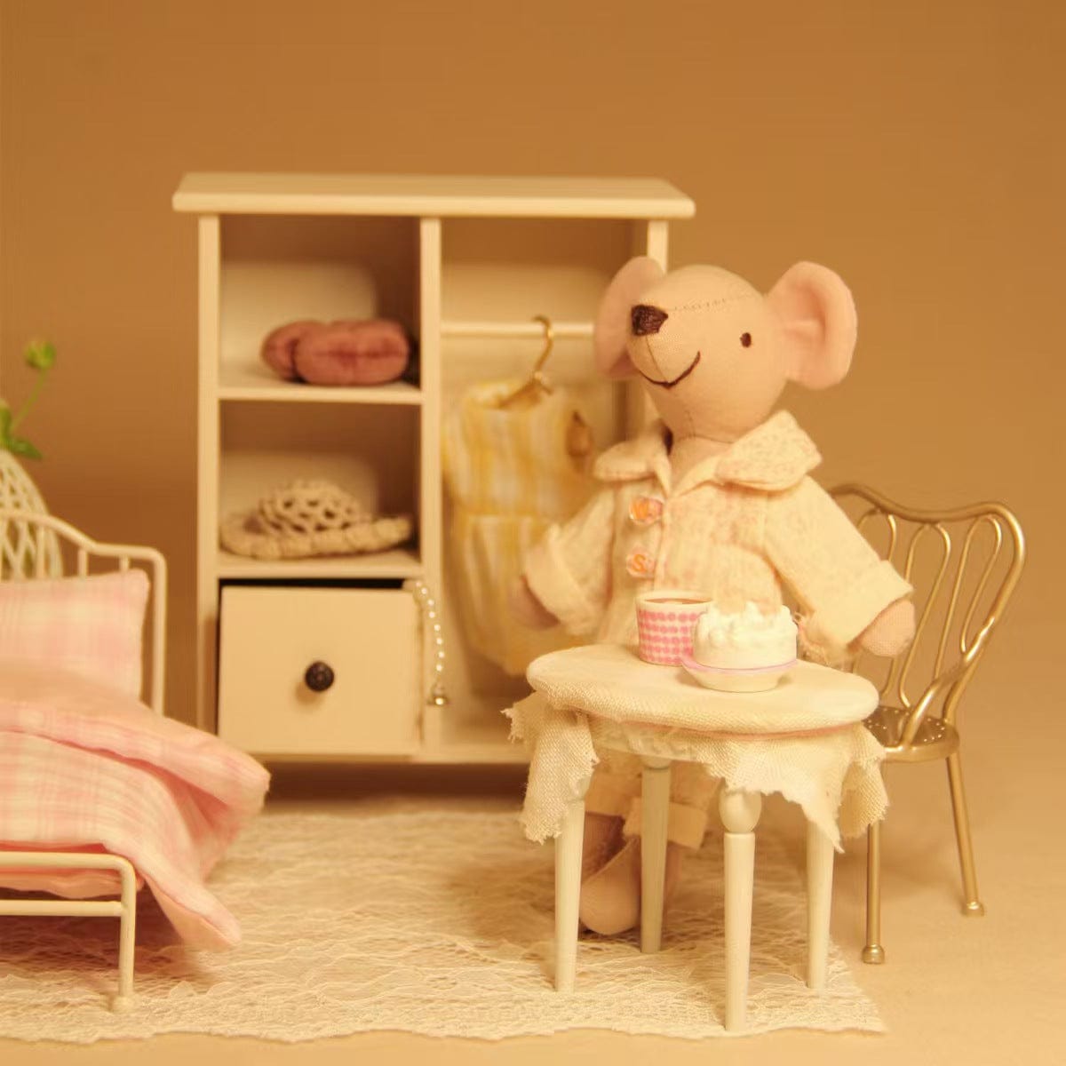 Customer photo review of Wooden Wardrobe with 3 Hangers – 1:12 Scale Dollhouse Furniture