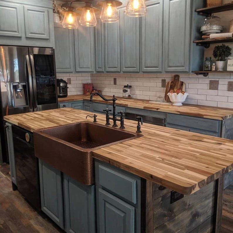 Customer photo review of Apron Front Copper Kitchen Sink, Farmhouse Copper Kitchen Sink 14 gauge