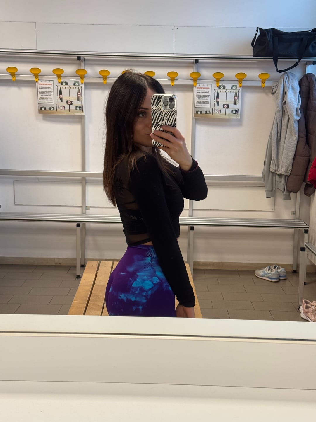 Customer photo review of Leggings Push Up Maltinto Caos Azzurro Viola