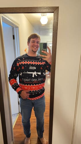 Customer photo review of Come & Take It Christmas Sweater.