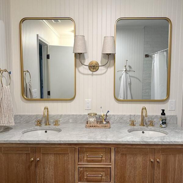 Customer photo review of Widespread 3 Holes Solid Unlacquered Brass Faucet, Antique Brass Bathroom Faucet