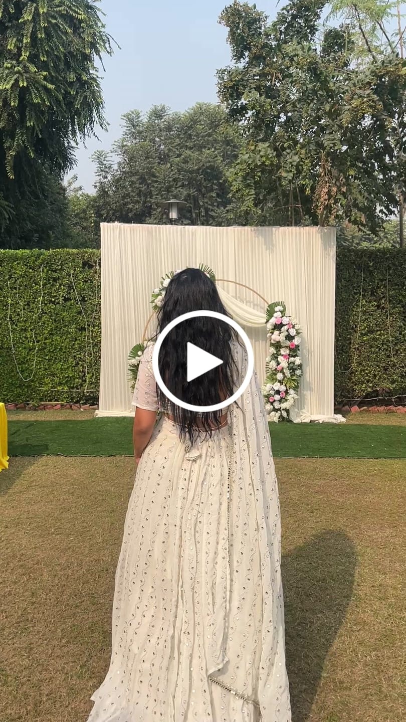 Customer video review of Astoria Ivory Mirror Work Lehenga Set