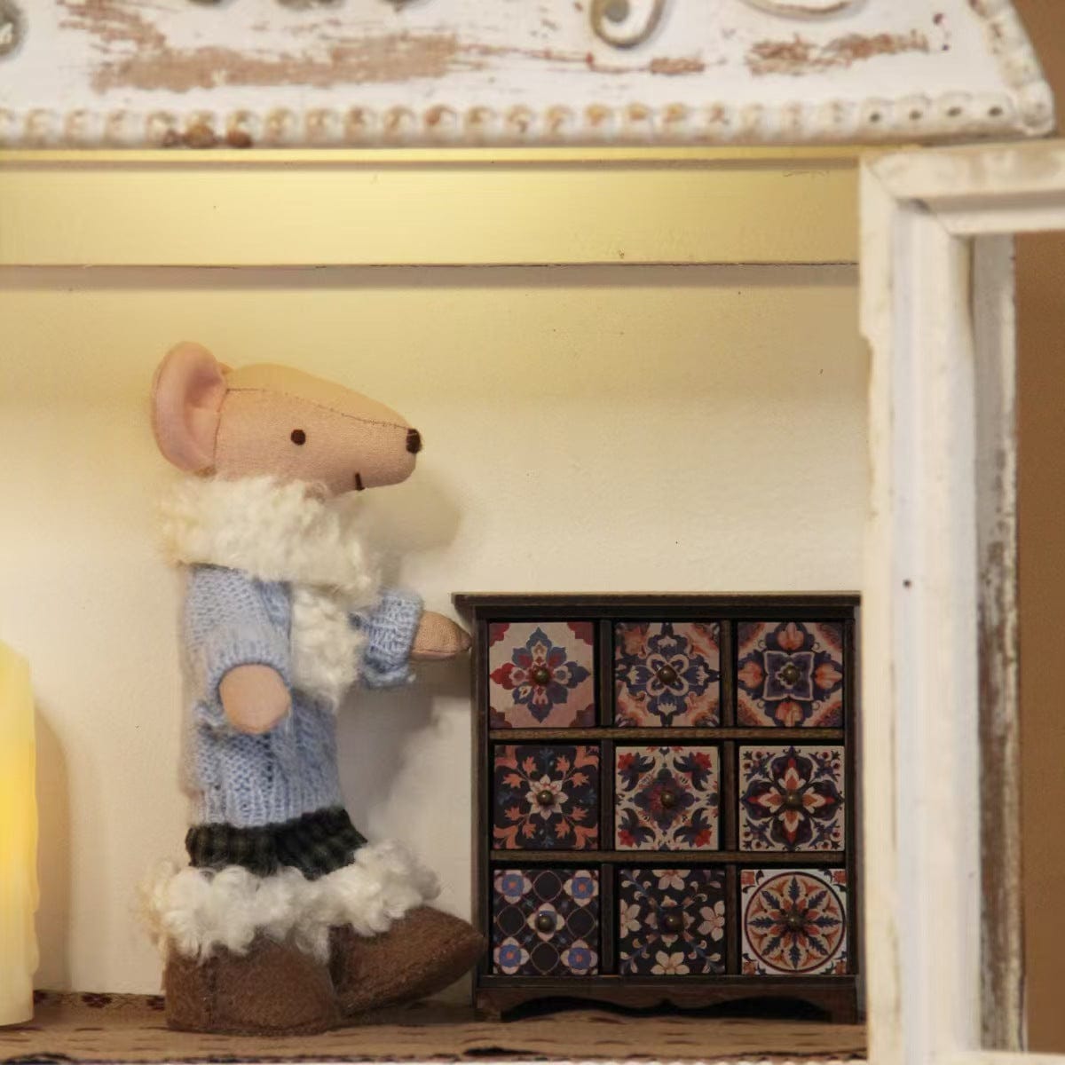 Customer photo review of Bohemian Tile Drawer Cabinet – 1:12 Scale Dollhouse Furniture