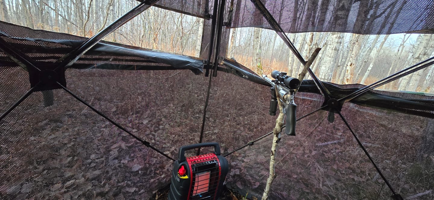 Customer photo review of Vis Series See Through Hunting Blind, Pop Up Ground Deer Blind