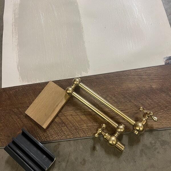 Customer photo review of Unlacquered Brass Pot Filler Kitchen Faucet, Stove Pot, Wall Mount Pot Filler