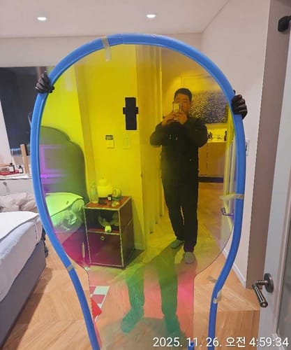 Customer photo showing SHIMMER mirror surface and reflections.