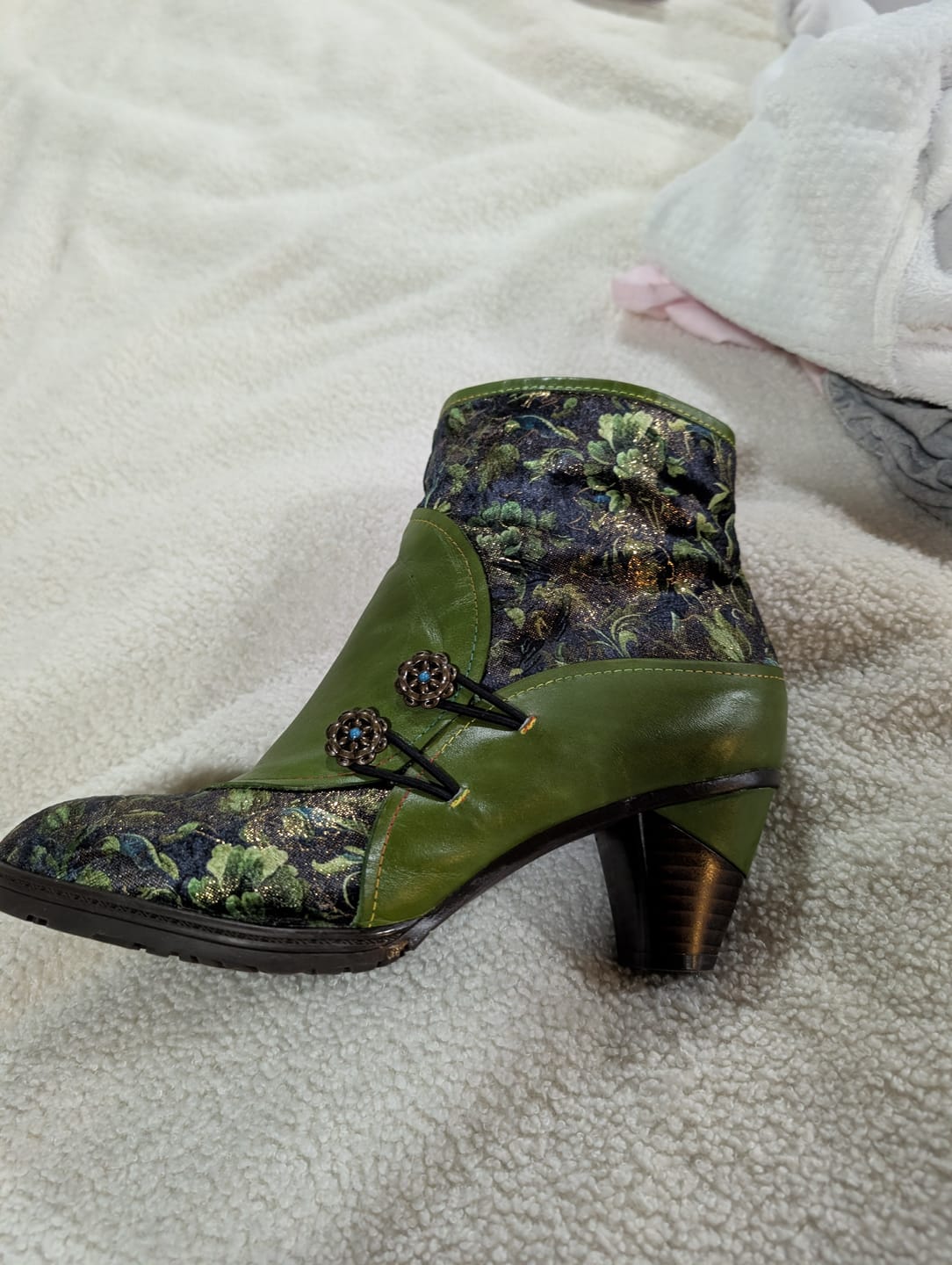 Customer photo review of Handmade Leather Bloom Ankle Boots