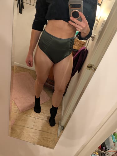 Customer photo review of Tori Bottom - Adjustable Satin High Waist Bottom Forest Green