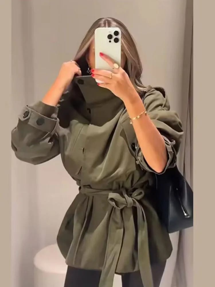 Customer photo review of Kendra Belted Windbreaker Jacket