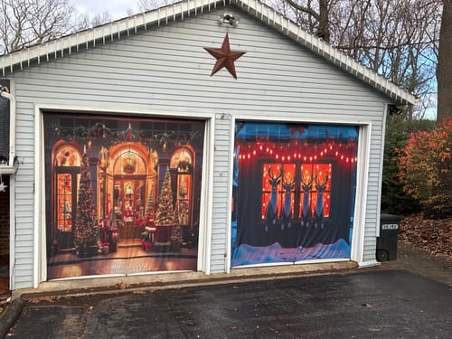 Customer photo review of Deer Family in the Window Garage Door Cover Banner Decoration - Decor Your Door