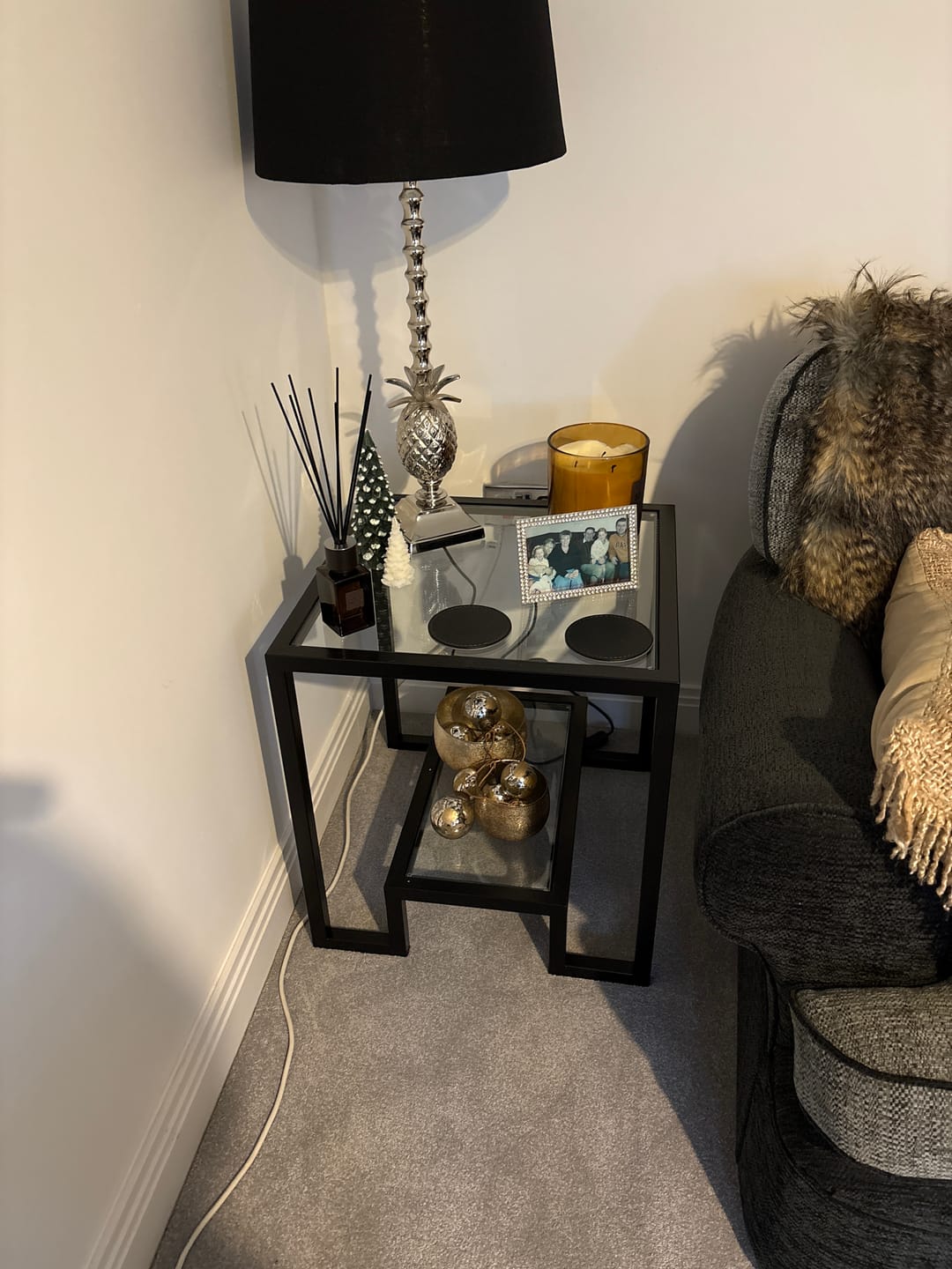 Customer photo review of Hudson Glass Metal Side Table - Black