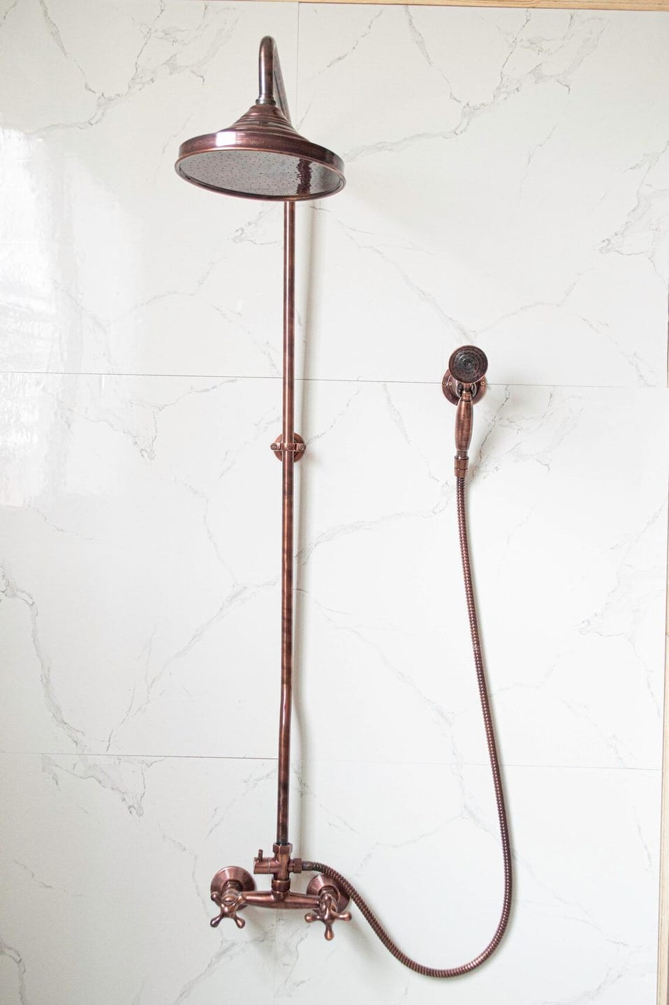 Customer photo review of Exposed Copper Shower System with Round Copper ShowerHead, Handheld Shower