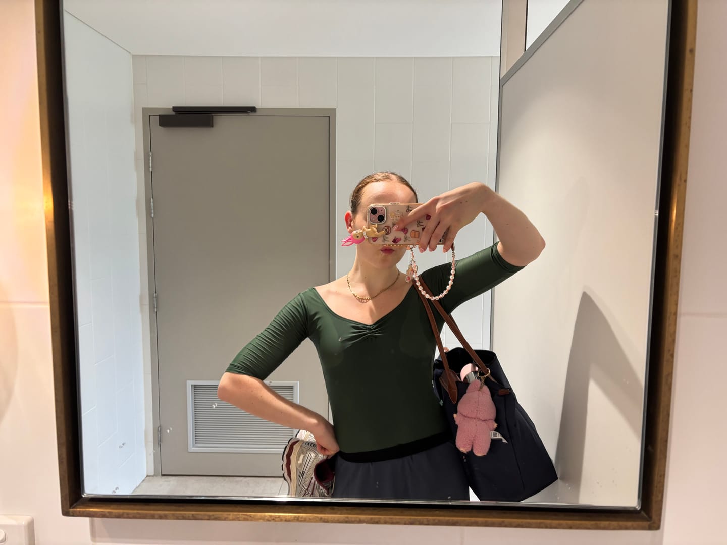 Customer photo review of Women's Barcelona Ruched Half Sleeve Leotard - Pine Green