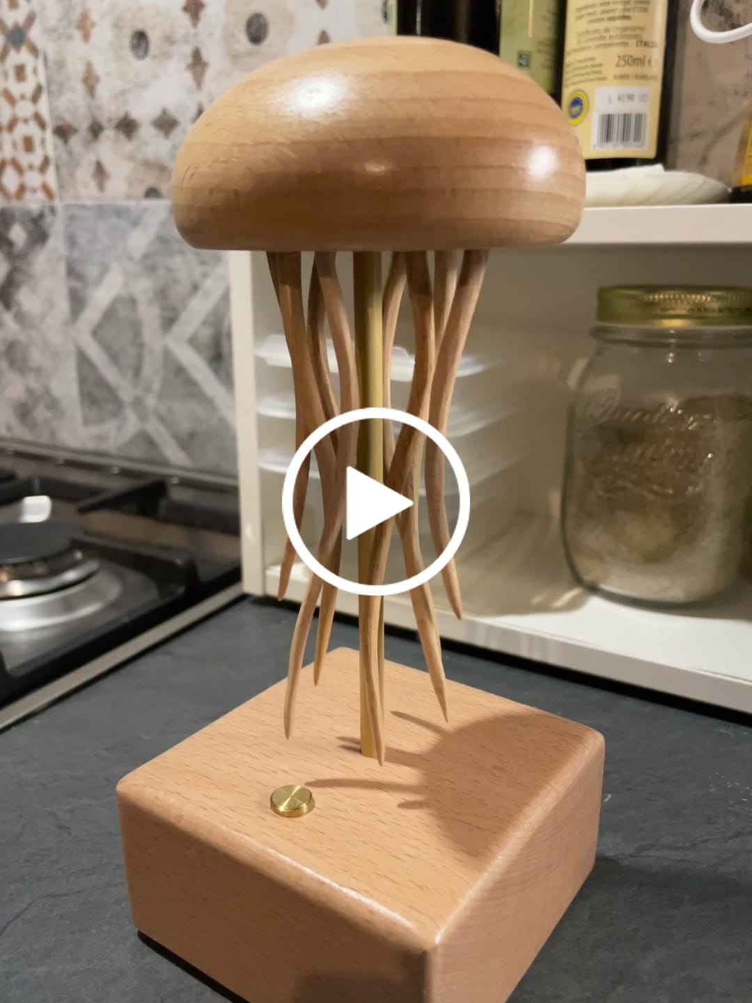 Customer video review of Handcrafted Wooden Jellyfish Automaton