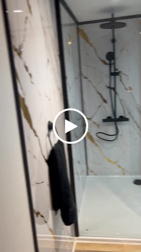 Customer video review of Premium White Gold Marble Gloss Shower Wall Panel – 1M x 2.4M