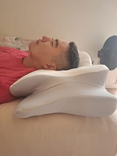 Customer photo review of Cervical Pillow for Neck Pain, Migraines & Sleep Apnea