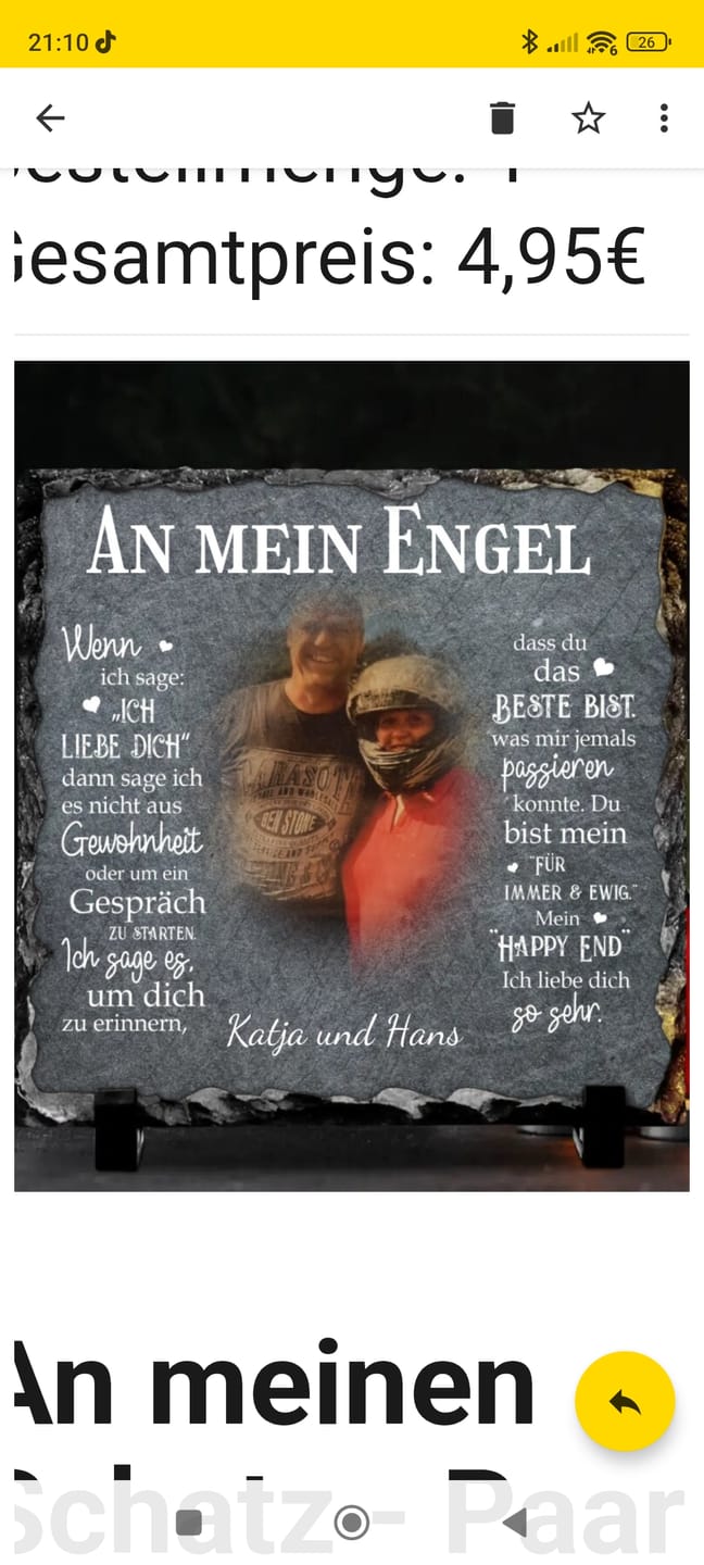 Customer photo review of An meinen Schatz - Paar-Schieferplatte