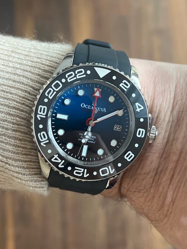 Customer photo review of Oceaneva 6000m GMT Deep Marine Explorer VI Grade 5 Titanium Automatic Watch Blue Black Dial