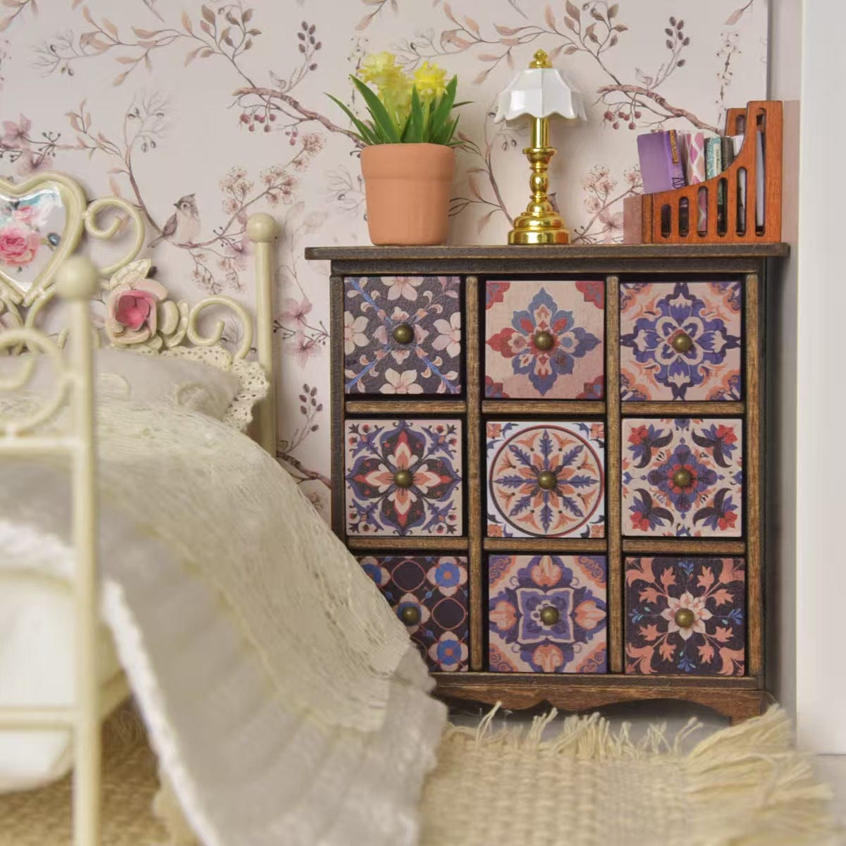 Customer photo review of Bohemian Tile Drawer Cabinet – 1:12 Scale Dollhouse Furniture