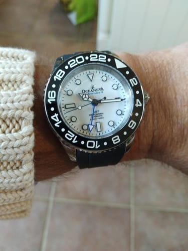 Customer photo review of Oceaneva 6000m GMT FULL LUME dial Deep Marine Explorer VI Grade 5 Titanium Automatic Watch