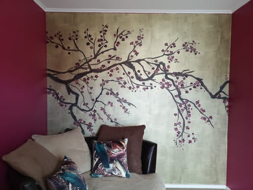 Customer photo review of Takeda Cherry Blossom - Custom sized wallpaper mural (per/m2) - Gold