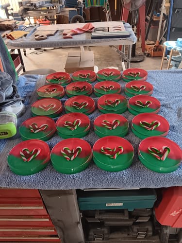 Customer photo review of 4.5x1" Thick 4 Coaster Silicone Mold - Round