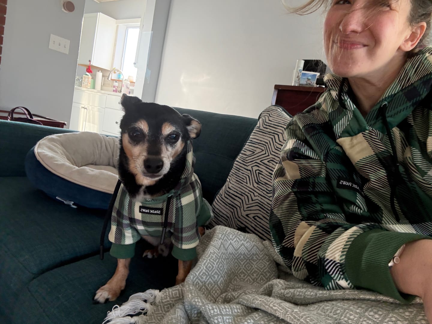 Customer photo review of Plaid Human Hoodies