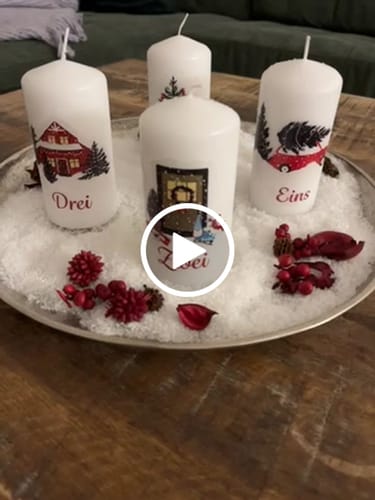 Kundenbewertung mit Video zu Advent candles - Advent Christmas motifs - set of 4 - Christmas candles - Advent wreath decoration - Advent calendar